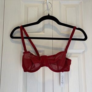 NWT CUUP Balconette Mesh Bra Rouge 32B